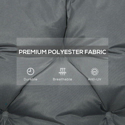 Outsunny Garden Bench Cushion, 2 Seater Swing Chair Cushion, Seat Pad With Ties For Indoor And Outdoor Use, 110 X 120 Cm, Dark Grey