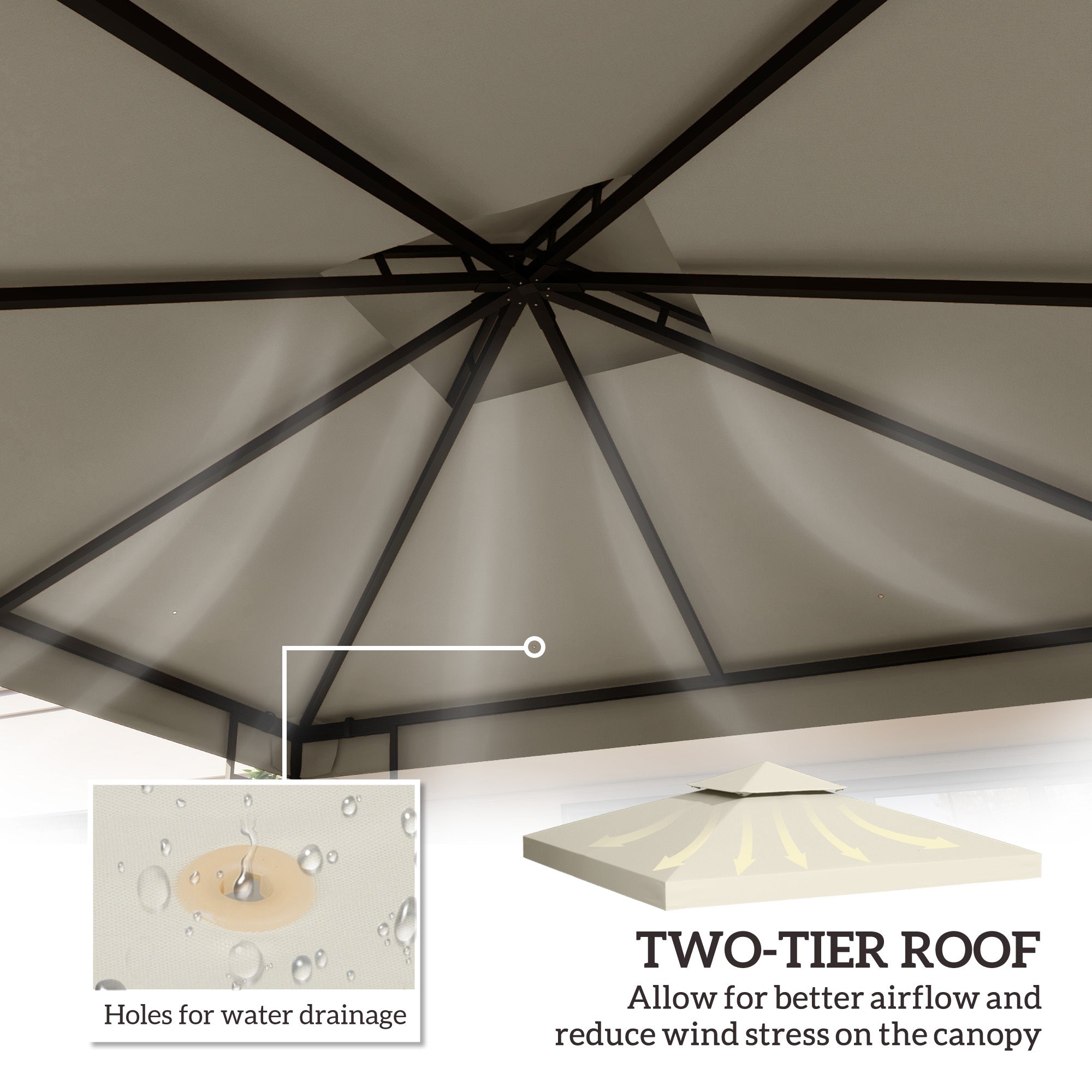 Outsunny Gazebo Replacement Canopy 3x3 M-Cream White