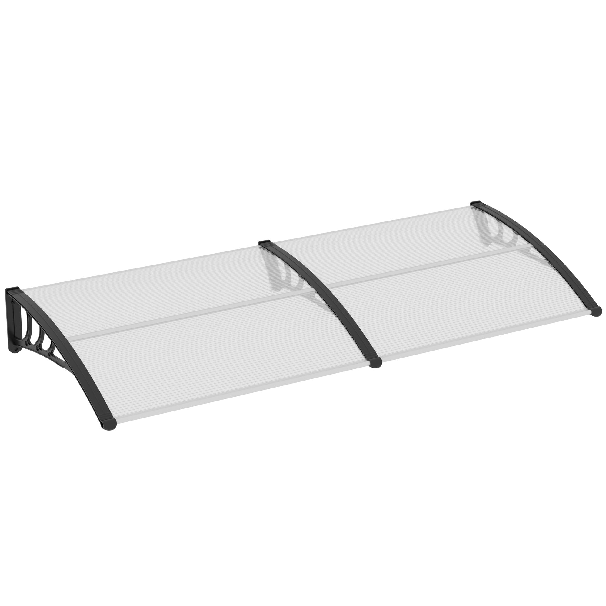 Outsunny Front Door Canopy Outdoor Awning Aluminium Rigid Plastic Polycarbonate Rain Shelter UV Water Rain Resistant 75 X 195 Cm White