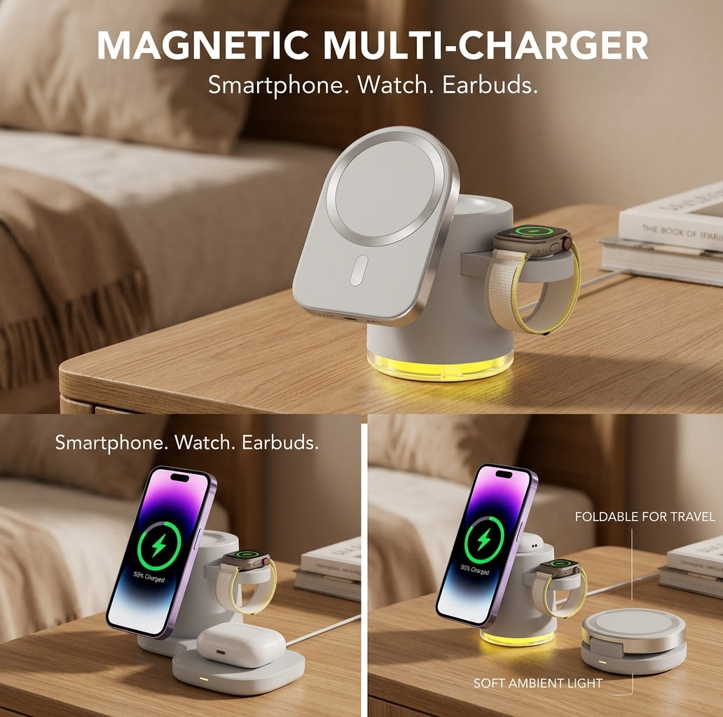 Folding Magnetic 3-in-1 Wireless Charger