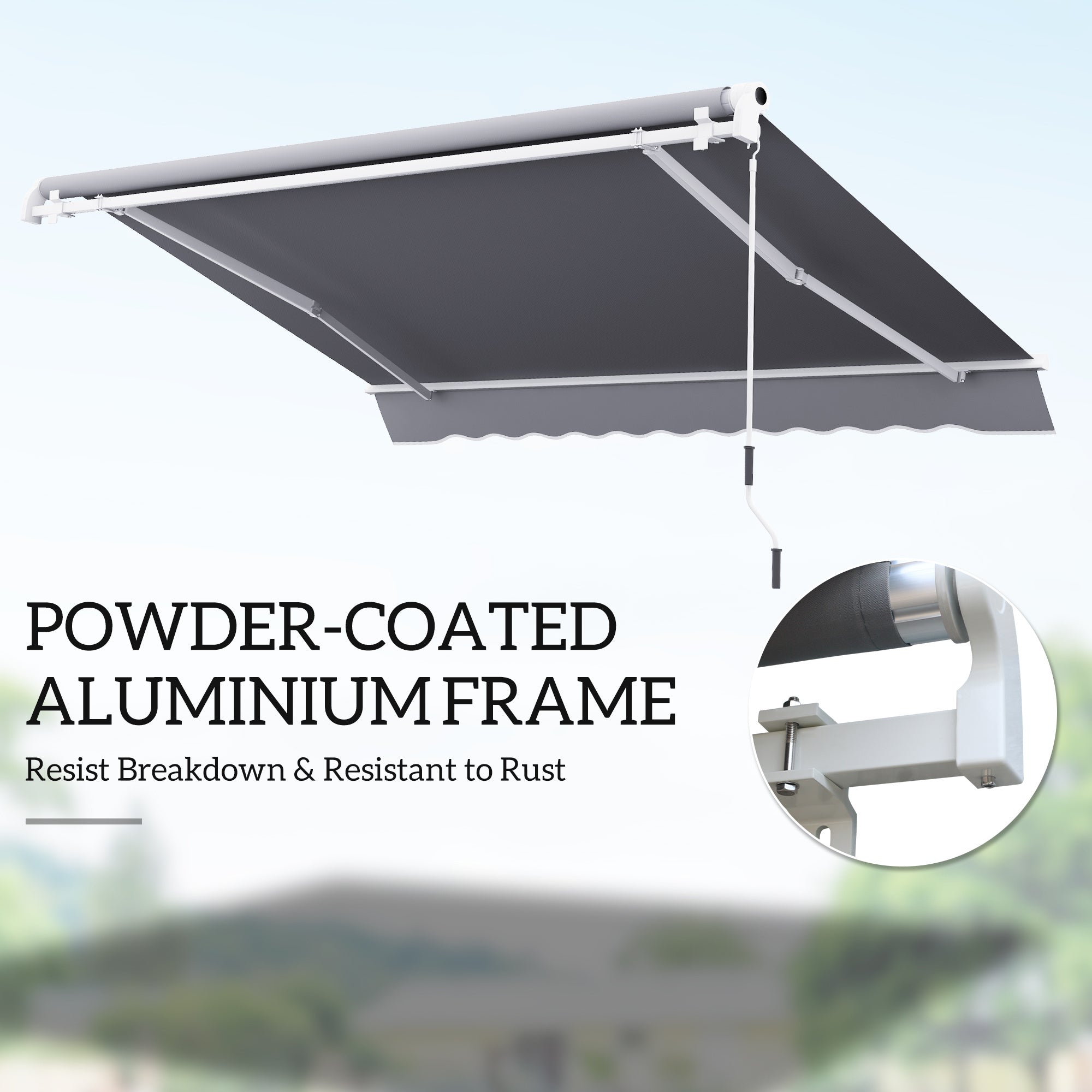 Outsunny Manual Retractable Awning, Size 4m X3m Grey