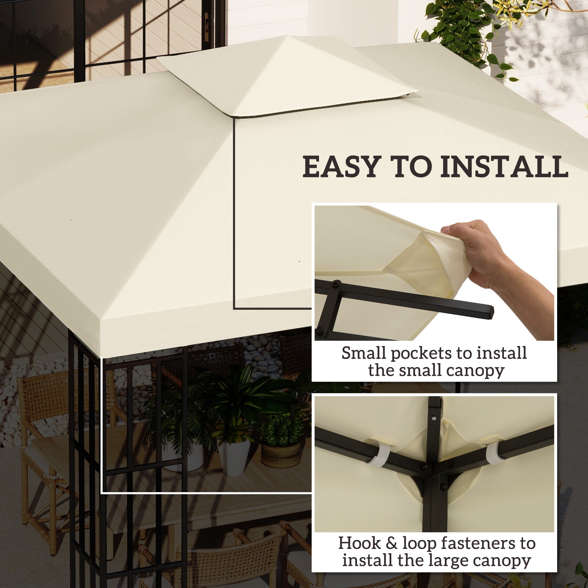 Outsunny Gazebo Replacement Canopy 3x3 M-Cream White