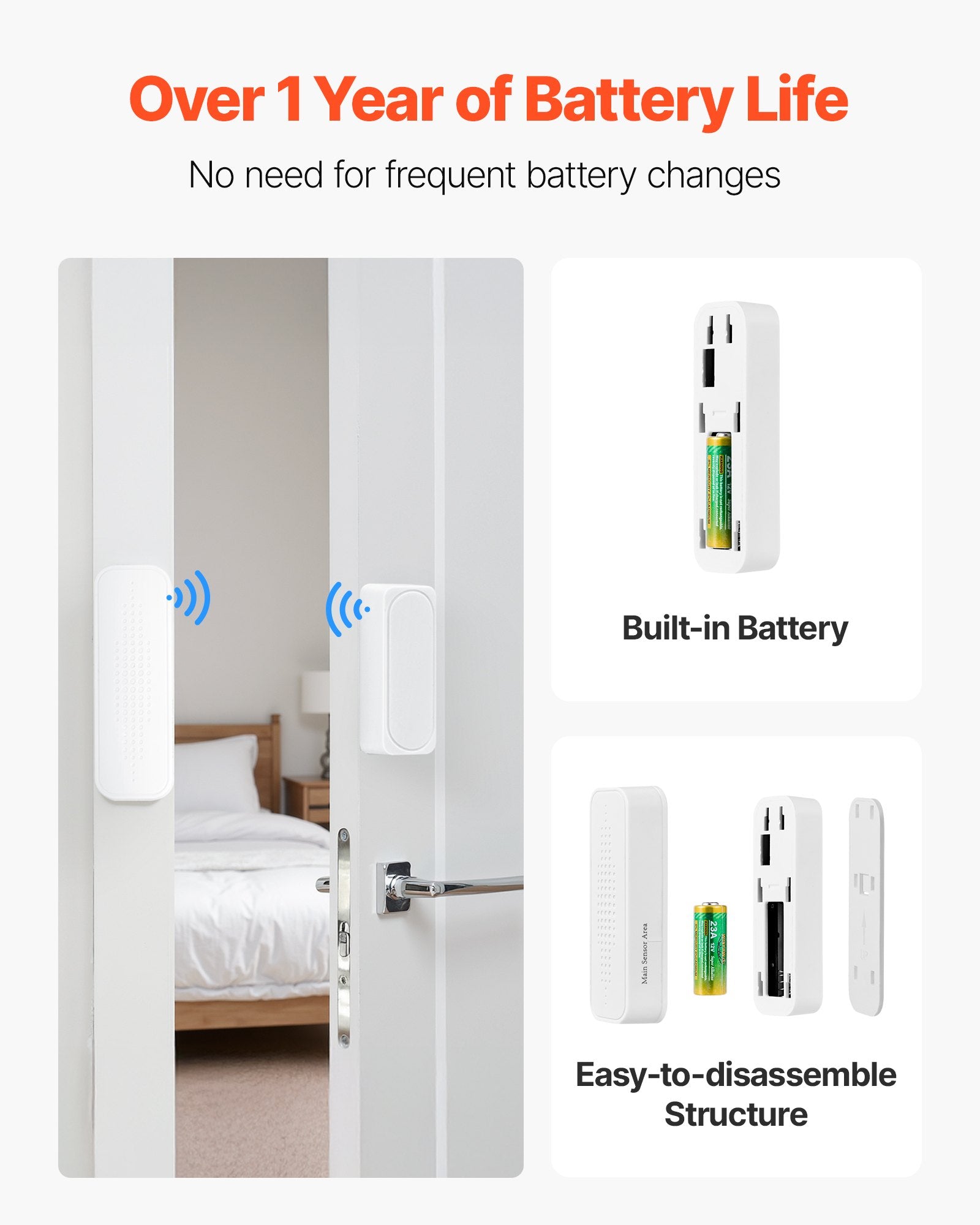 Door Chime, DC 12V, Wireless Door Open Contact Sensor Alarm Chime With 656 Ft Range, 58 Chimes & 5 Adjustable Volume, Doors Ringer Alert For Business, Store, Home, Office When Entering