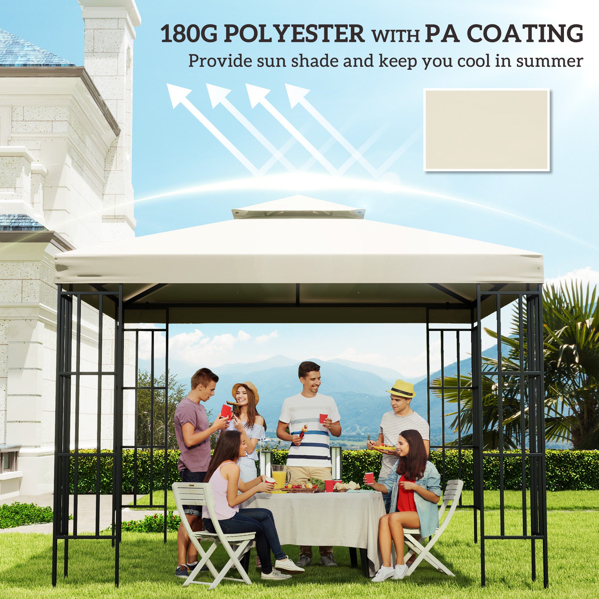 Outsunny Gazebo Replacement Canopy 3x3 M-Cream White