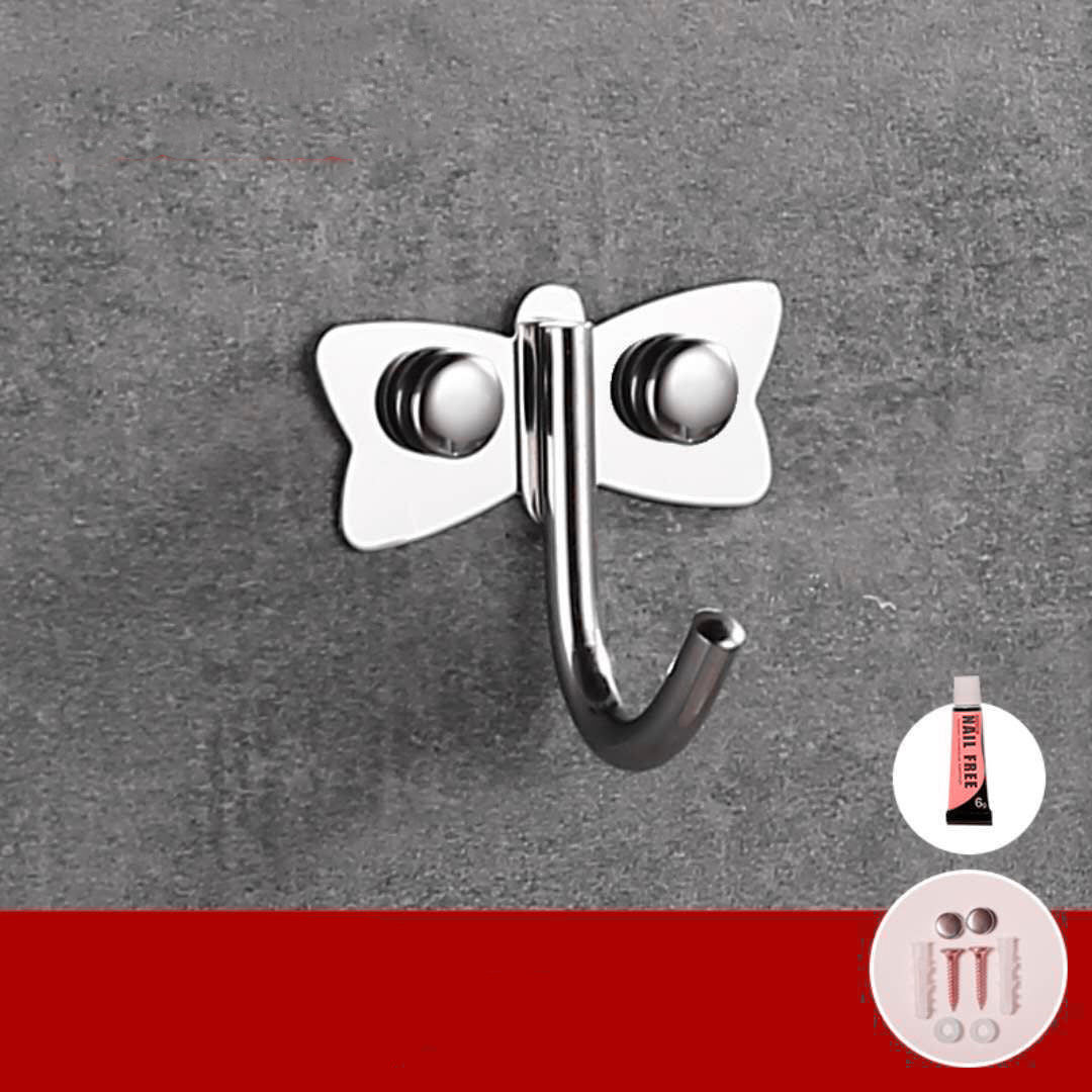 Punch-free Thickened Stainless Steel Hook Rack Kitchen Utensils Row Hook Storage